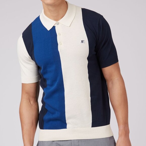 NWT Ben Sherman Stripe Knit Polo - Picture 1 of 5